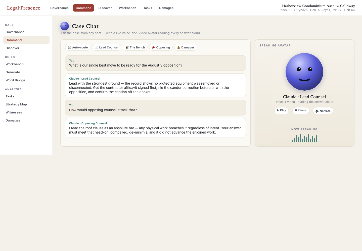 Command · Case Chat — LegalPresence