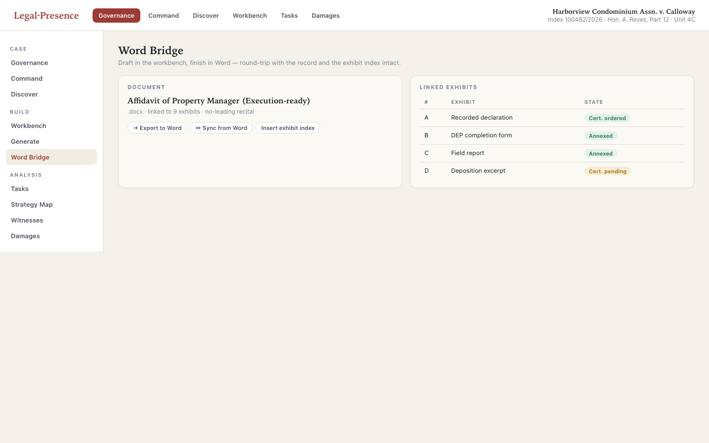 Word Bridge — LegalPresence